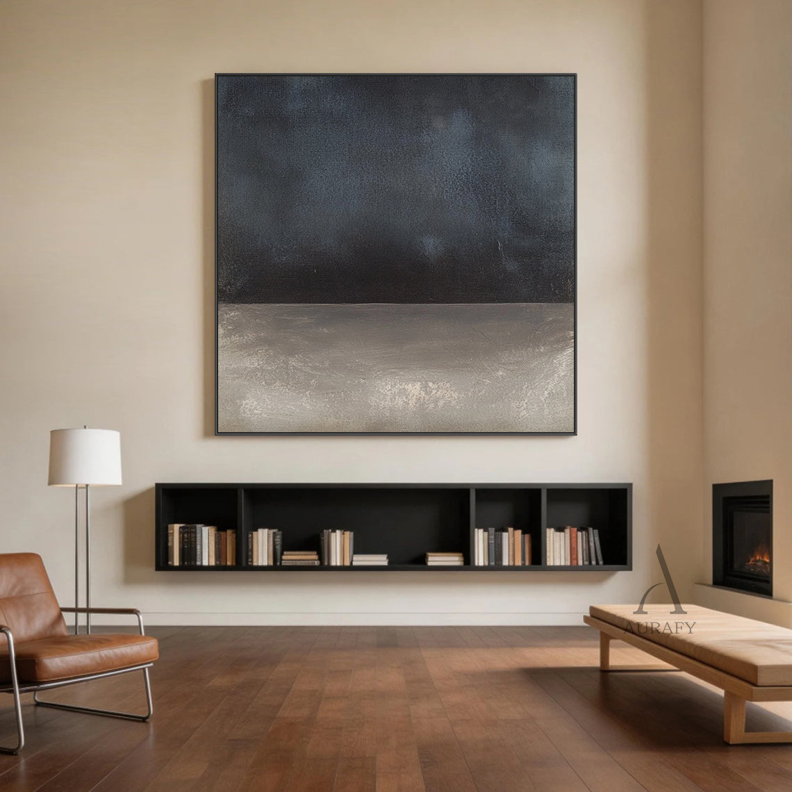 Minimalist Black and Beige Wall Art for Modern Home Decor AURA382