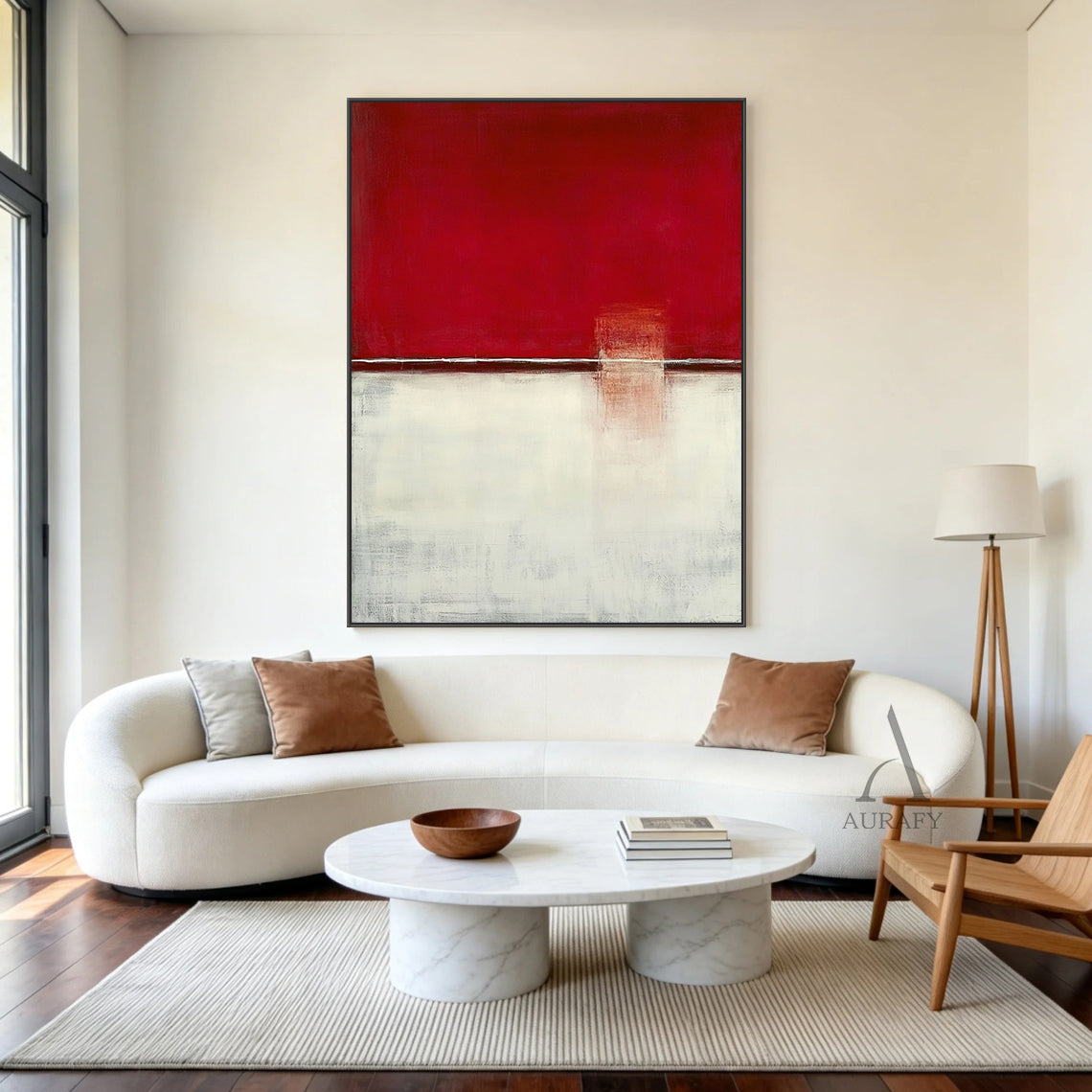 General Abstract Beige Red Wall Art for Modern Home Decor AURA347
