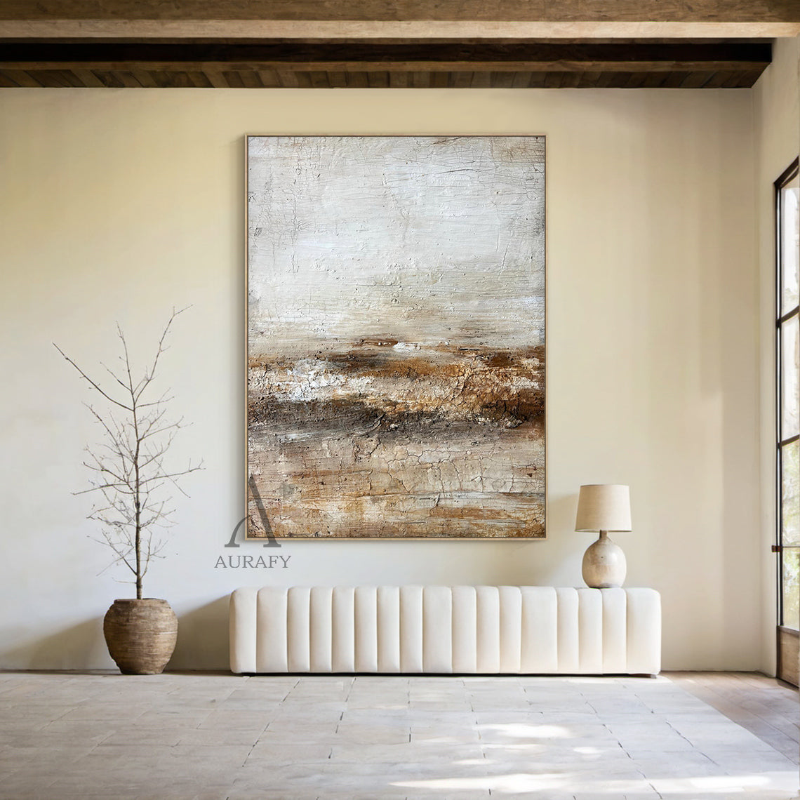 Wabi Sabi Style Beige Brown Living Room Decor Piece AURA249