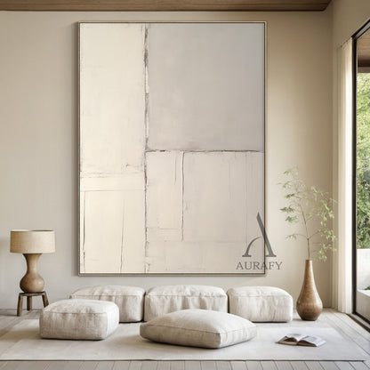 Beige Abstract Art Modern Wabi-Sabi Japandi Organic Tactile Plaster Textured Wall Decor AURA491