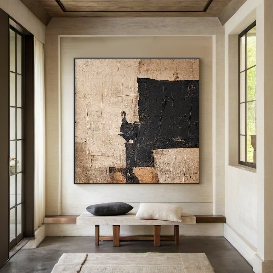 Shadow Balance-Black & Brown Abstract Wall Art-Spatial Field-AURA084