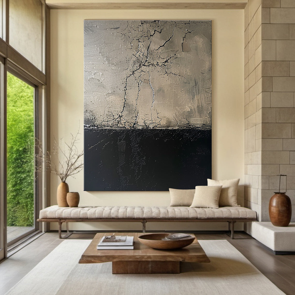 Wabi Sabi Gray Black Textured Abstract Wall Art Home Decor AURA208