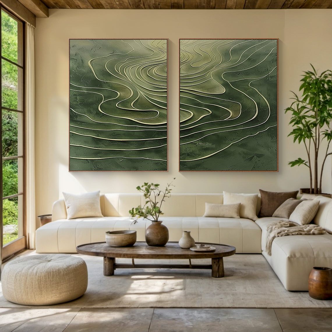 Green 3D Textured Abstract Painting Modern Living Room Wall Decor AURA173
