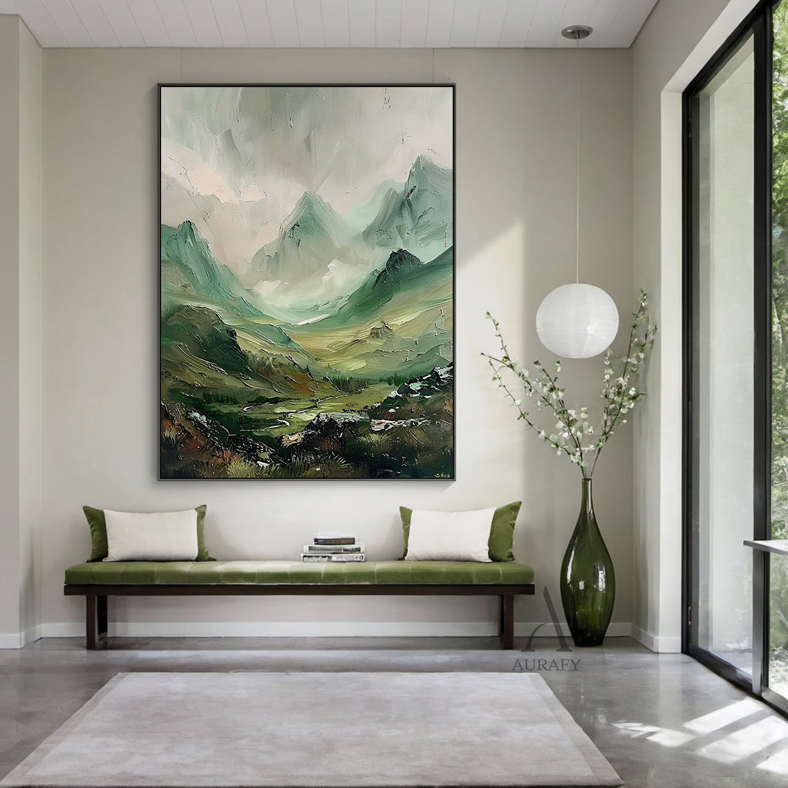 Stylish Natural Green Landscape Wall Decor for Living Room AURA310