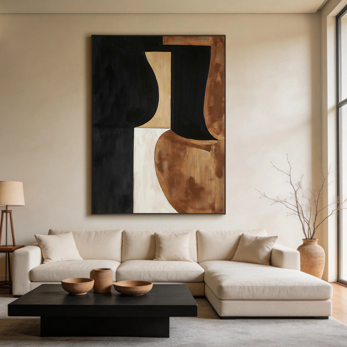 General Abstract Black Brown Wall Art for Home Decor AURA263