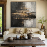 Fractured Horizon-Black & Gray Abstract Spatial Field-AURA103