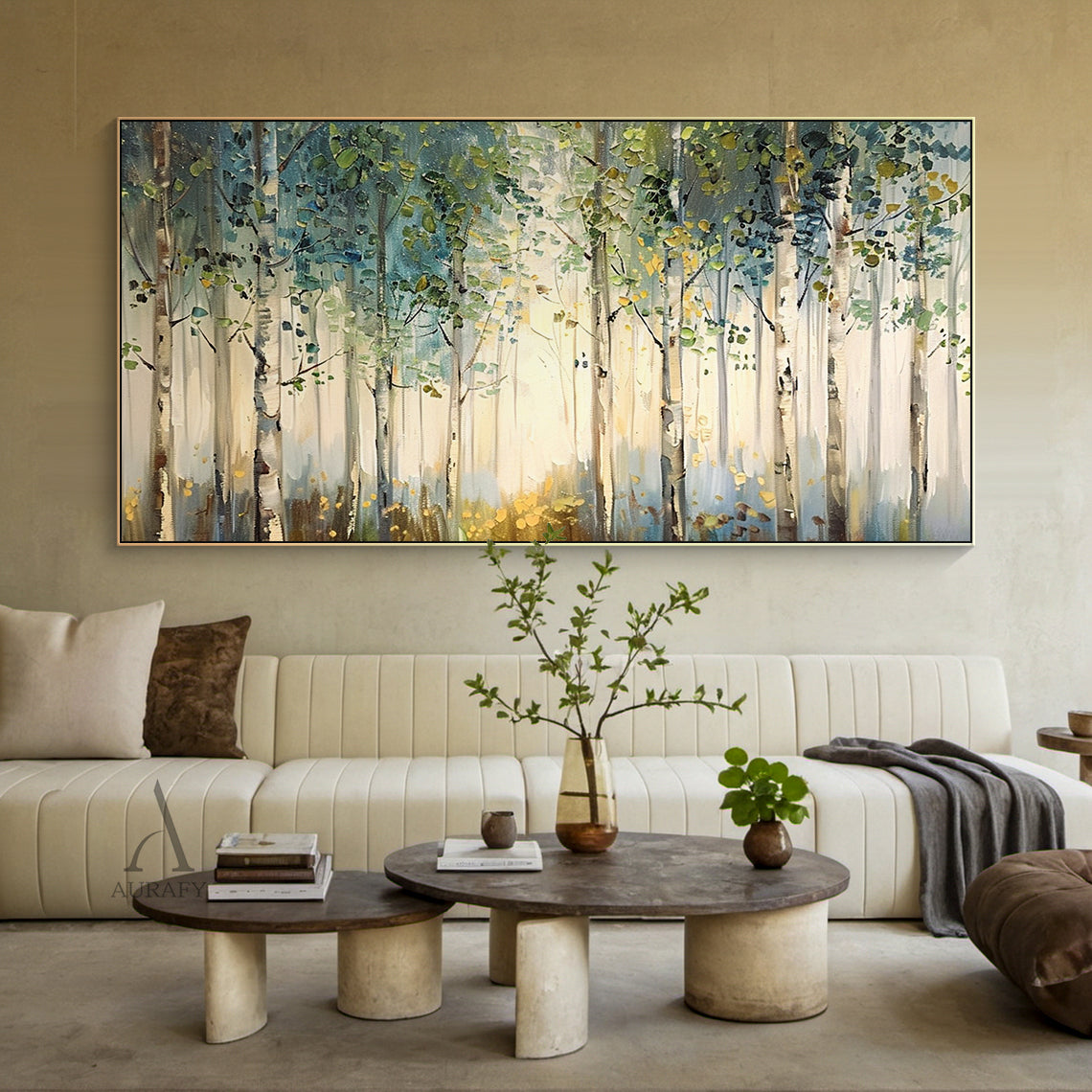 Vibrant Green Landscape Wall Art Modern Natural Home Decor Print AURA309