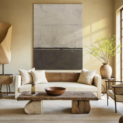 Quiet Horizon-Gray Abstract Field-AURA143