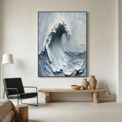 Gray Blue 3D Textured Painting Modern Home Living Room Decor AURA396