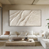 Modern 3D Textured Beige Painting for Living Room Wall Decor AURA294