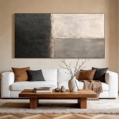 General Abstract Black Beige Wall Art for Living Room Decor AURA365