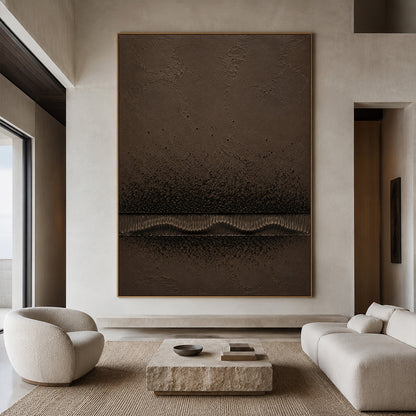 Wabi-Sabi Brown Plaster Textured Painting Japandi Minimalist Luxe Sculpted Canvas Tactile Abstract Wall Art AURA766