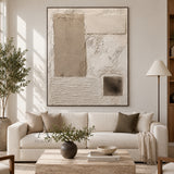 Plaster Rhythm, Beige Ridged and Cracked 3D Wall Art AURA867