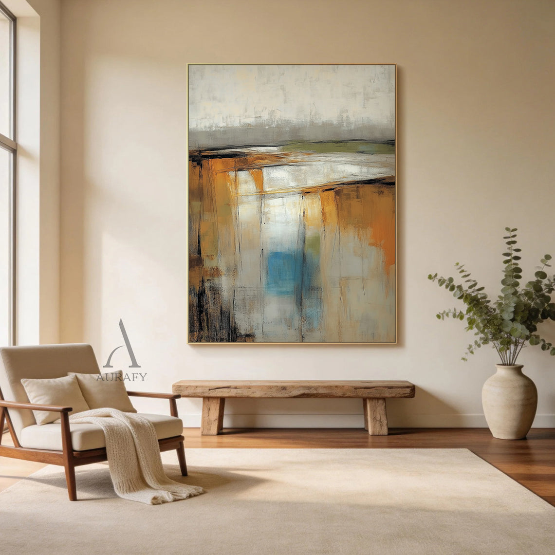 General Abstract Brown Beige Canvas Art for Home Decor AURA399