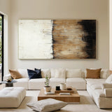 Wabi Sabi Beige Brown Plaster Textured Artwork with Drip Lines Tactile Organic Surface AURA589