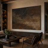 Arc Trace, Dark Brown Weathered Plaster Abstract Painting AURA871