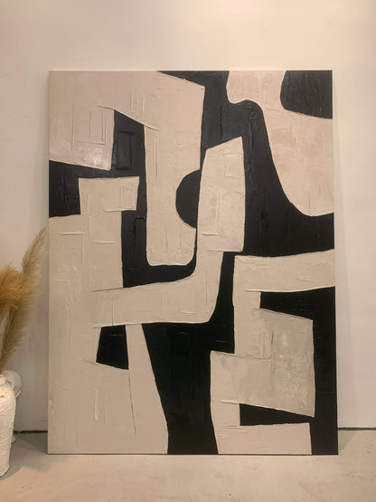 General Abstract Beige Black Textured Wall Art Modern Home Decor-AURA179