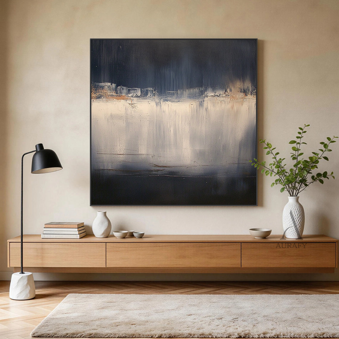 Abstract Black Beige Wall Art for Modern Living Room Decor AURA367