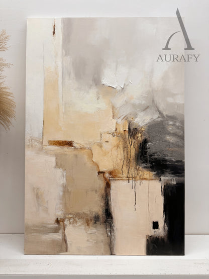 General Abstract Beige Black Wall Art for Contemporary Home Decor AURA286