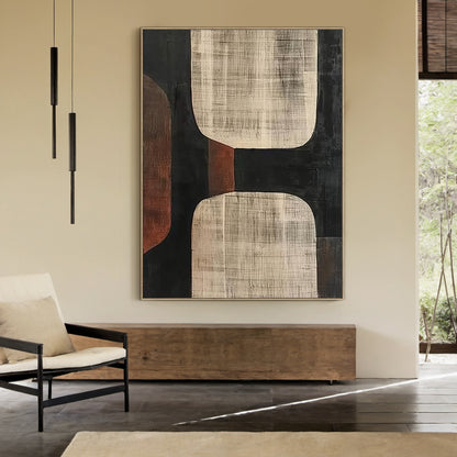 Geometric Earth Tone Abstract Wall Art – AURA056(Vertical)