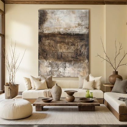 Earth Veil-Brown Wabi-Sabi Abstract Field-AURA150