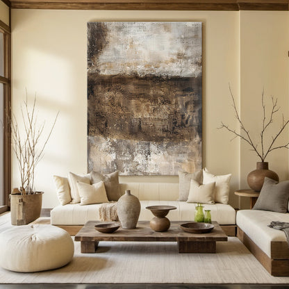 Earth Veil-Brown Wabi-Sabi Abstract Field-AURA150