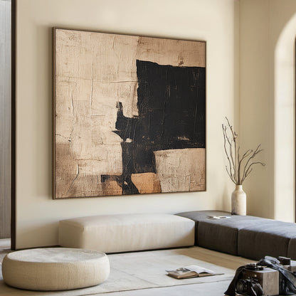 Shadow Balance-Black & Brown Abstract Wall Art-Spatial Field-AURA084