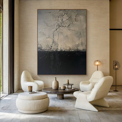 Wabi Sabi Gray Black Textured Abstract Wall Art Home Decor AURA208