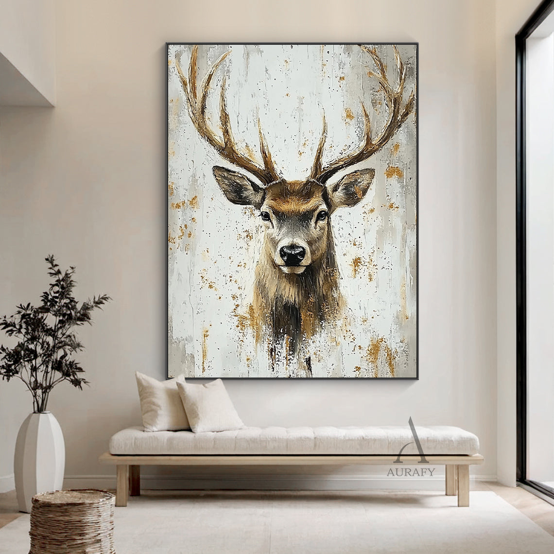 Cozy Beige Brown Woodland Animal Throw Pillow for Living Room AURA313