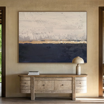 Silent Horizon-Black & Beige Abstract Field-AURA146