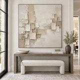 Raised Grid, Beige Geometric Impasto Wall Art AURA863