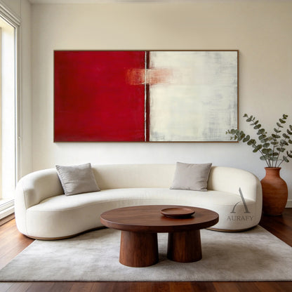 General Abstract Beige Red Wall Art for Modern Home Decor AURA347