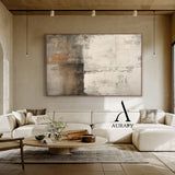 Wabi Sabi Abstract Art Handcrafted Plaster Textured Mottled Gray Beige Wall Decor AURA562
