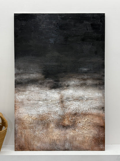 Abstract Black Brown Textured Wall Art for Modern Living Room-AURA182