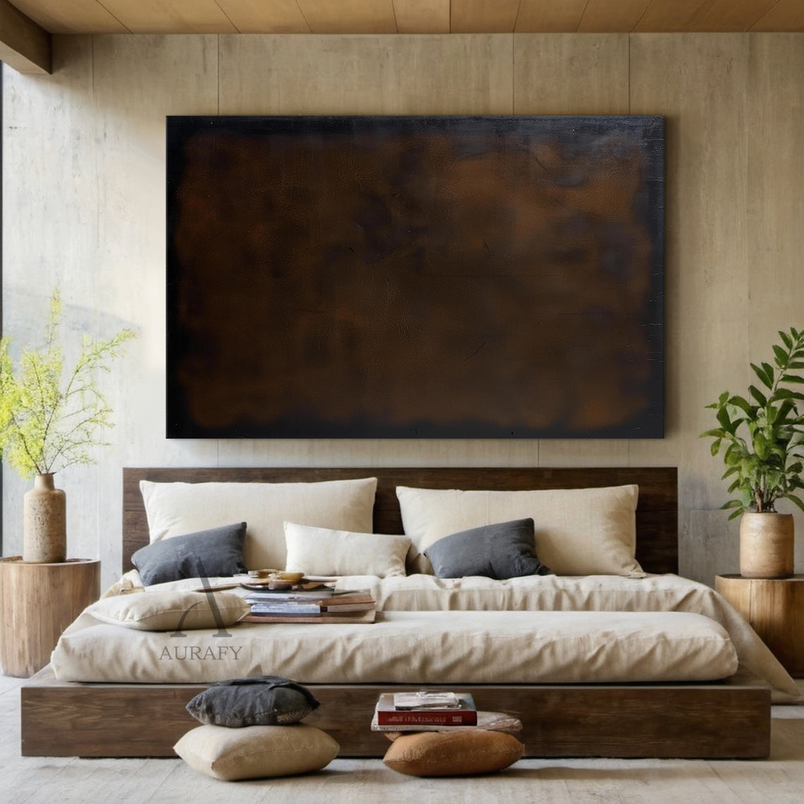 Umber Study, Warm Brown Patina Abstract Wall Art AURA879
