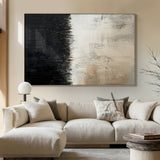 General Abstract Art White Beige Black Scratch Mottled Texture Paint Drips Modern Organic AURA482