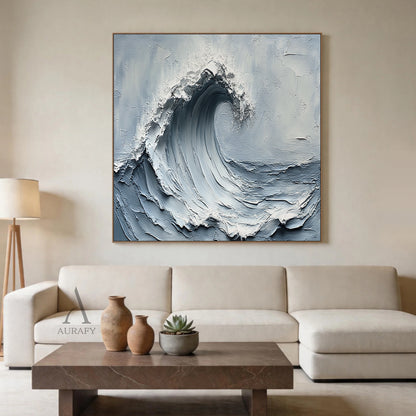 Gray Blue 3D Textured Painting Modern Home Living Room Decor AURA396