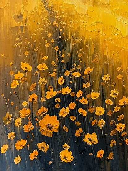 Golden Bloom-Yellow 3D / Texture Floral Art-AURA115