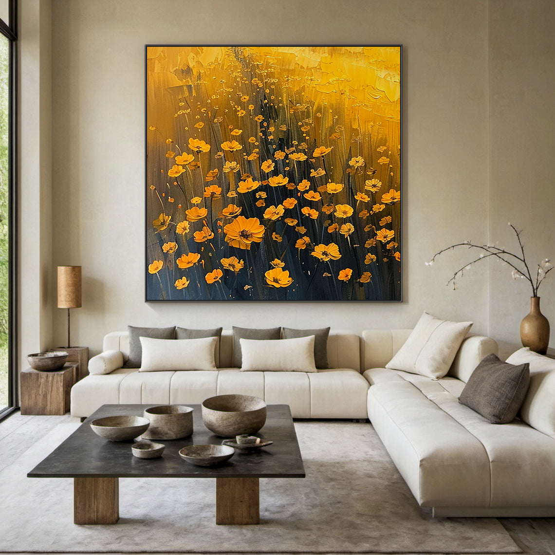 Golden Bloom-Yellow 3D / Texture Floral Art-AURA115