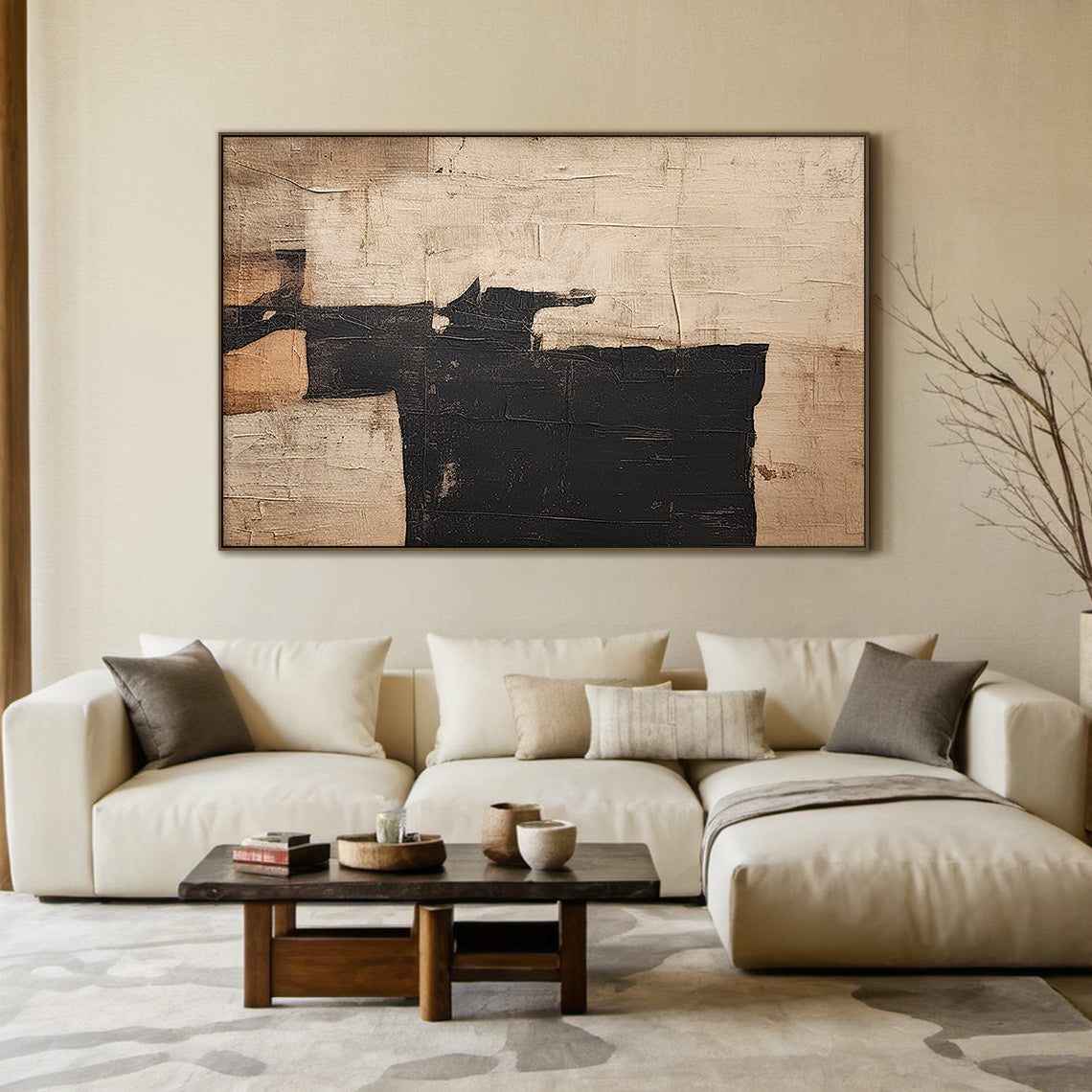 Shadow Balance-Black & Brown Abstract Wall Art-Spatial Field-AURA084