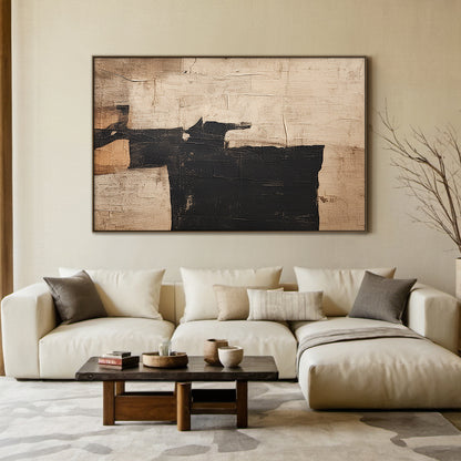 Shadow Balance-Black & Brown Abstract Wall Art-Spatial Field-AURA084