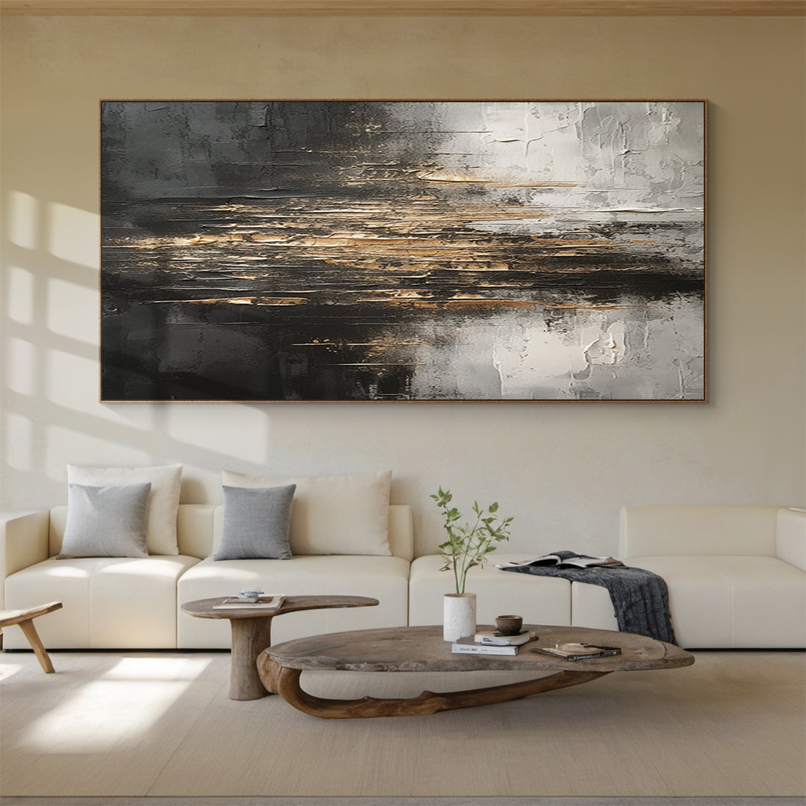 Fractured Horizon-Black & Gray Abstract Spatial Field-AURA103
