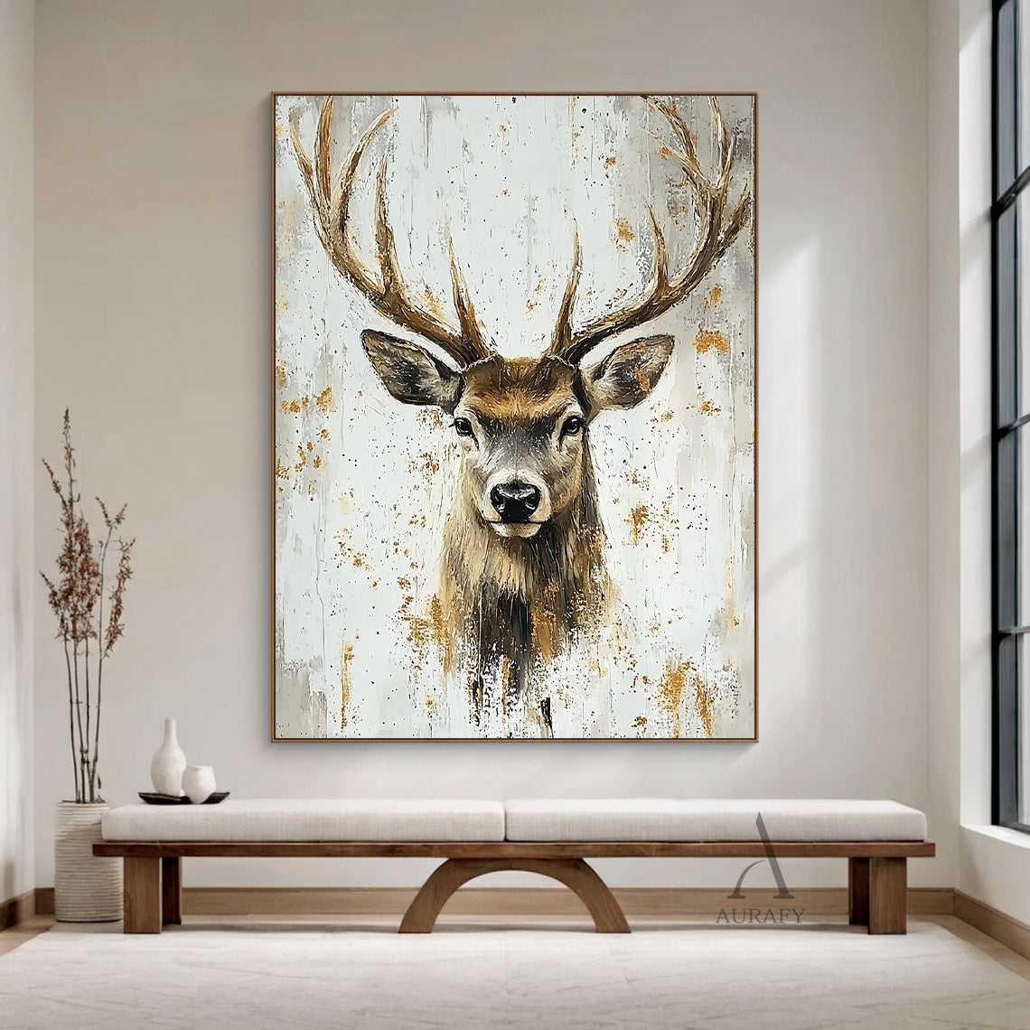 Cozy Beige Brown Woodland Animal Throw Pillow for Living Room AURA313