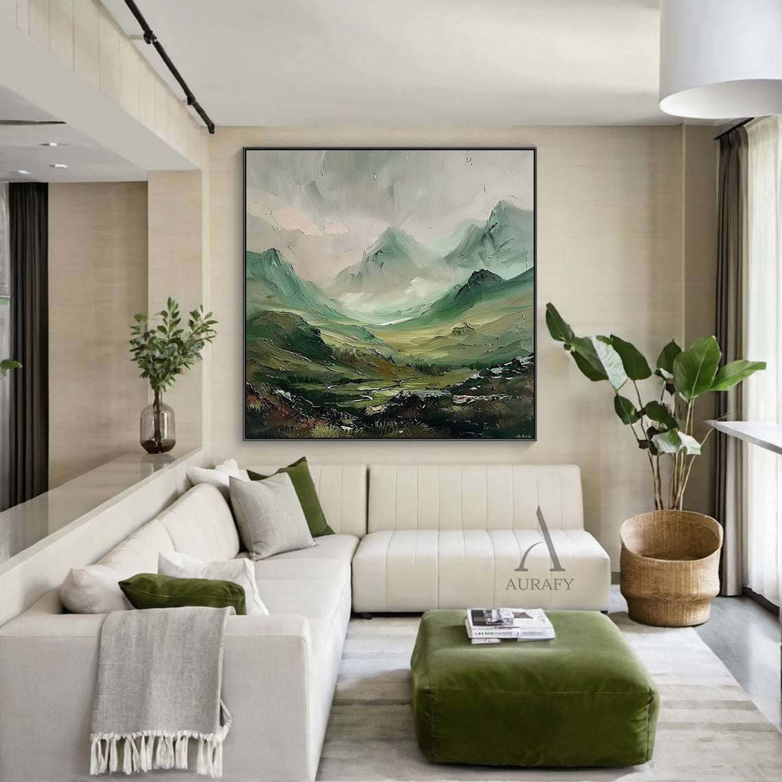 Stylish Natural Green Landscape Wall Decor for Living Room AURA310