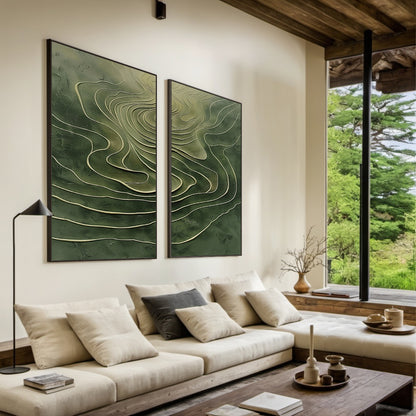 Green 3D Textured Abstract Painting Modern Living Room Wall Decor AURA173