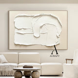 Minimalist Wall Art Plaster Textured Wabi Sabi Japandi Beige White High Relief Tactile Sculpted Decor AURA541