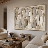 3D Textured Plaster Painting Japandi Wabi-Sabi Beige Brown Tactile Minimalist Luxe Sculpted Canvas Wall Art AURA754