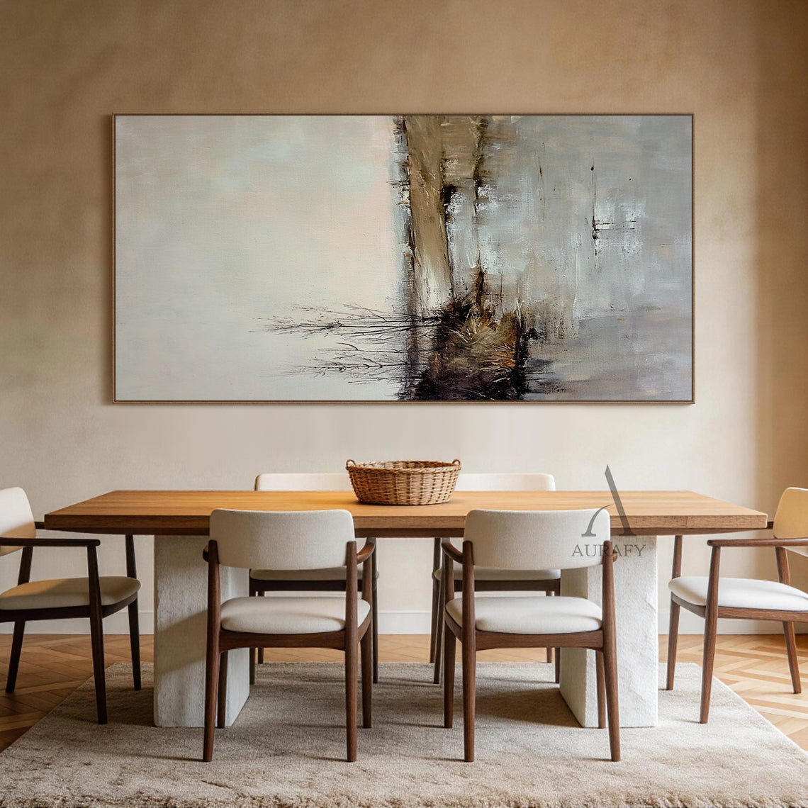 General Abstract Brown Beige Modern Wall Art for Home Decor AURA369