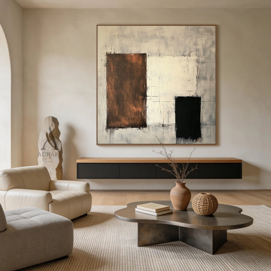 Beige General Abstract Wall Art for Living Room Bedroom Decor AURA377