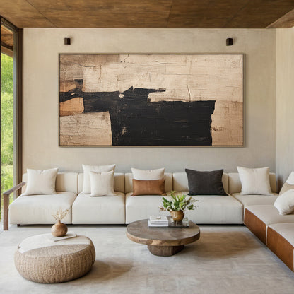 Shadow Balance-Black & Brown Abstract Wall Art-Spatial Field-AURA084
